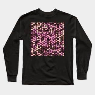 Painted Glass of Pixel Pink Hearts Pattern Long Sleeve T-Shirt